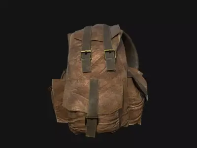 Bag leather military Low-poly 3D model