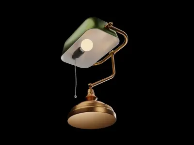 Vintage Glass Desk Lamp lowpoly asset for interior Low-poly 3D model