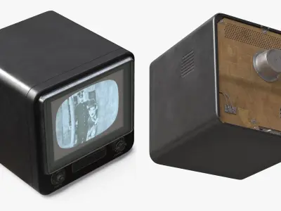 Vintage CRT Television with Active Screen 3D model