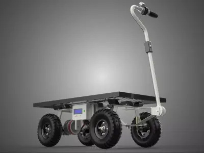 ELECTRIC FLAT BED DECK STEEL MESH GRID TROLLEY CART WAGON TRUCK 3D model