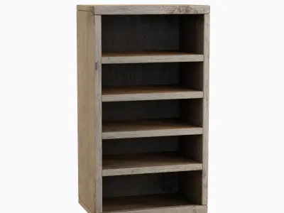 Old Wooden Bookshelf 03 Low-poly 3D model