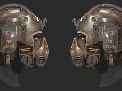 PBR Game Ready Post-Apocalyptic Helmet 3D Model Low-poly 3D model