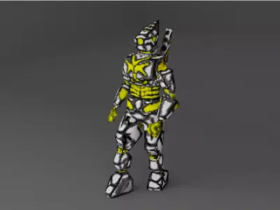PSX style cyber soldier - Retro Modeling Character Low-poly 3D model