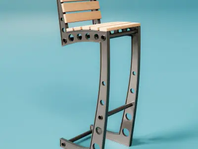 Industrial bar stool chair  3D model
