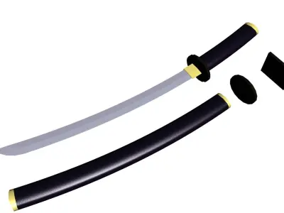 Low poly katana sword Low-poly 3D model