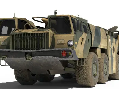 SCUD-B military vehicle Low-poly 3D model
