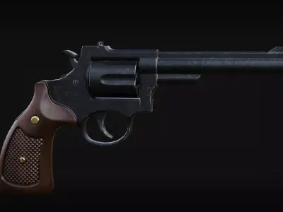 Revolver Gun Low-poly 3D model buy