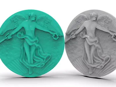 1914 WWI Victory Antique Belgian Victory Peace Angel 3D print model