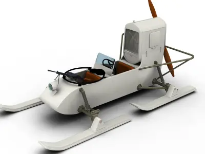 Aerosan RF-8 GAZ-98  and NKL-26 Armoured Sled 3D model