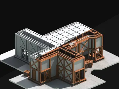 Medieval Low Poly Building Castle Wooden Village Stone House 28 Low-poly 3D model
