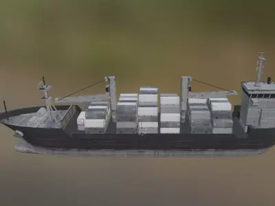 ship with container  Low-poly 3D model