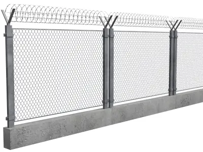 Barbed Wire Fence Low-poly 3D model purchase