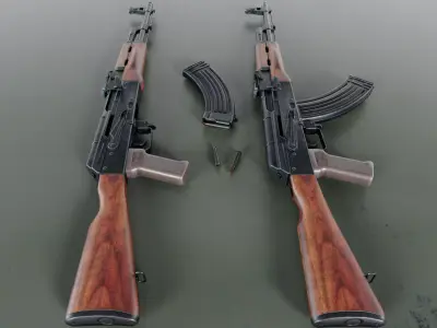 AKM assault rifle Low-poly 3D model buy