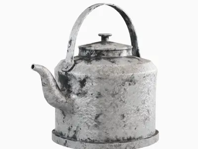 Used Iron Kettle 02 Low-poly 3D model