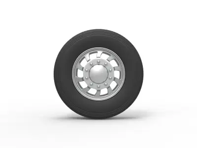 Front custom wheel of semi truck Version 8 Scale 1 to 25 3D print model