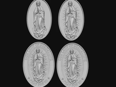 Our Lady of Guadalupe Medallion Set 4 versions 3D print model