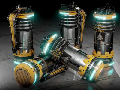 Sci-fi grenade Low-poly 3D model 12