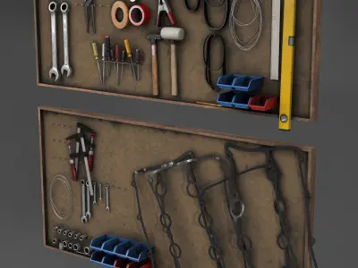 tool wall Low-poly 3D model