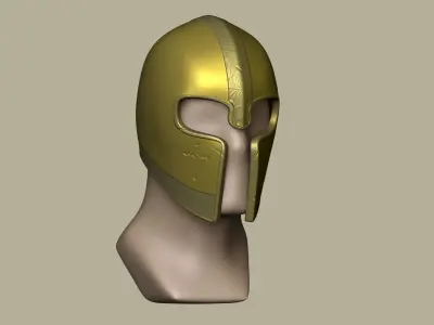 Golden Crusader Helmet - Character Design Low-poly 3D model