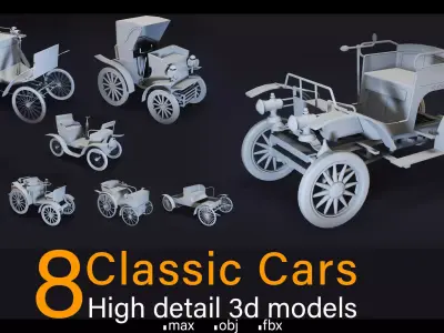 8- Classic Cars- High detail 3d models- Vol 02 Low-poly 3D model