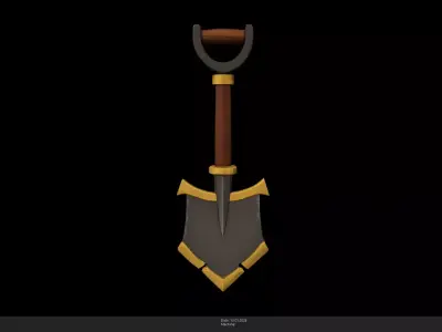 Stylized Golden Shovel Game Ready - AI Low-poly 3D model