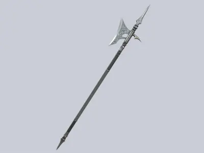 Fantasy halberd Low-poly 3D model order