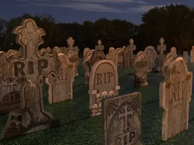 Cemetery Low-poly 3D model purchase