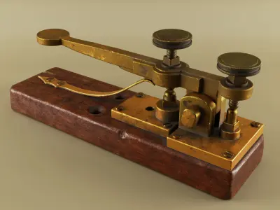 Antique Telegraph Key Mid-Poly 3D Model Low-poly 3D model