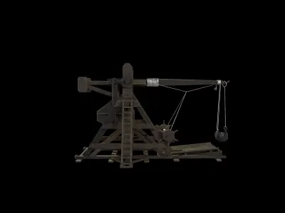Medieval Siege Weapon - Trebuchet Low-poly 3D model