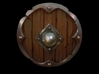 Wooden Shield Low-poly 3D model 21