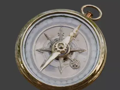 Steampunk Precision Compass 3D Model Low-poly 3D model