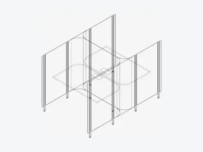 Office Pod - Workspace - Officetec - Open - Back To Back Low-poly 3D model