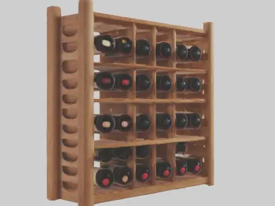 Wooden winerack model Low-poly 3D model
