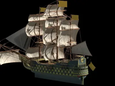  Pirate sailing ship 3D model