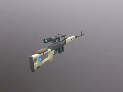 Dragunov SVD Low Poly Mobile Game Ready model Low-poly 3D model purchase