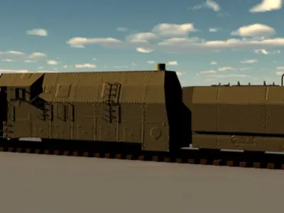Front-tender for the German WKII Panzerlok BR 57 3D model