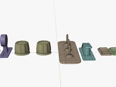 Control Panel Set - OnOff Switch -  Button - Rotary Knob Low-poly 3D model