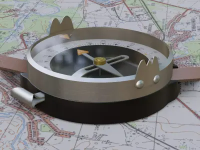 Compass Army Ussr Low-poly 3D model