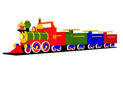 3D train toy Low-poly 3D model