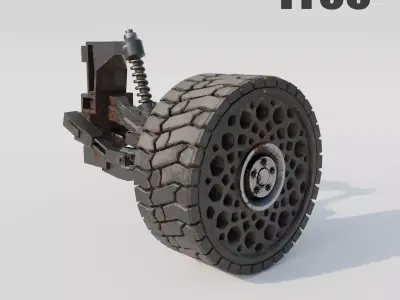 Ofroad wheel and suspension Low poly 3D model Free low-poly 3D model