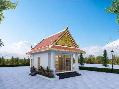 Khmer Part of pagoda Building Ho Tray 3D model