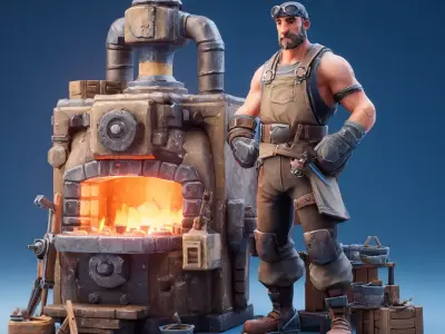 Stylized Blacksmith Set 2 3D model