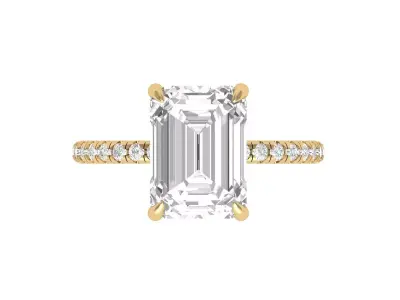  Emerald Solitaire Ring With Hidden Halo 3D print model purchase