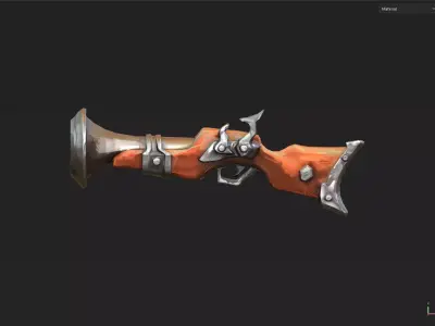 Stylized Fantasy Scattergun Handpainted Game Ready 3D Model Low-poly 3D model