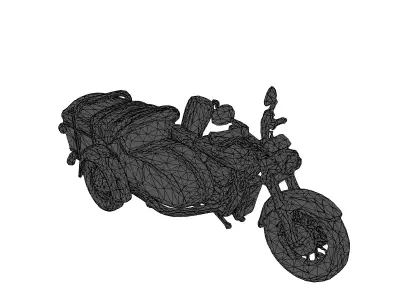 Retro Motorcycle with Sidecar Low-poly 3D model