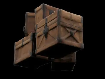 Medieval boxes Low-poly 3D model