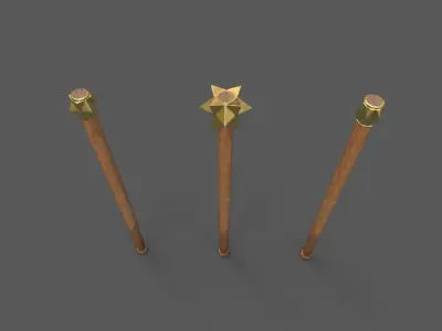 Realistic medieval brass maces 11 to 14th century Low-poly 3D model