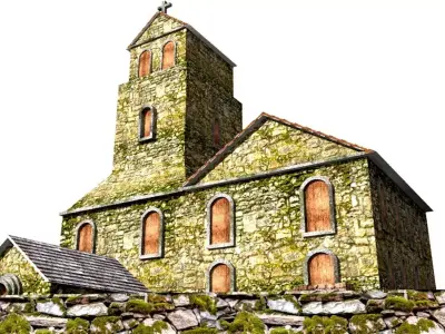 old stone church Low-poly 3D model