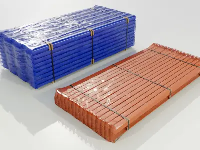 Stacks of Pallet rack horizontal beams 3D model