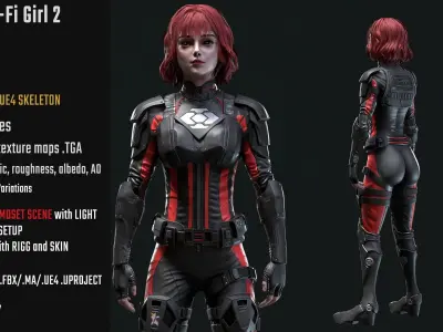 Sci-Fi Girl 2 Low-poly 3D model